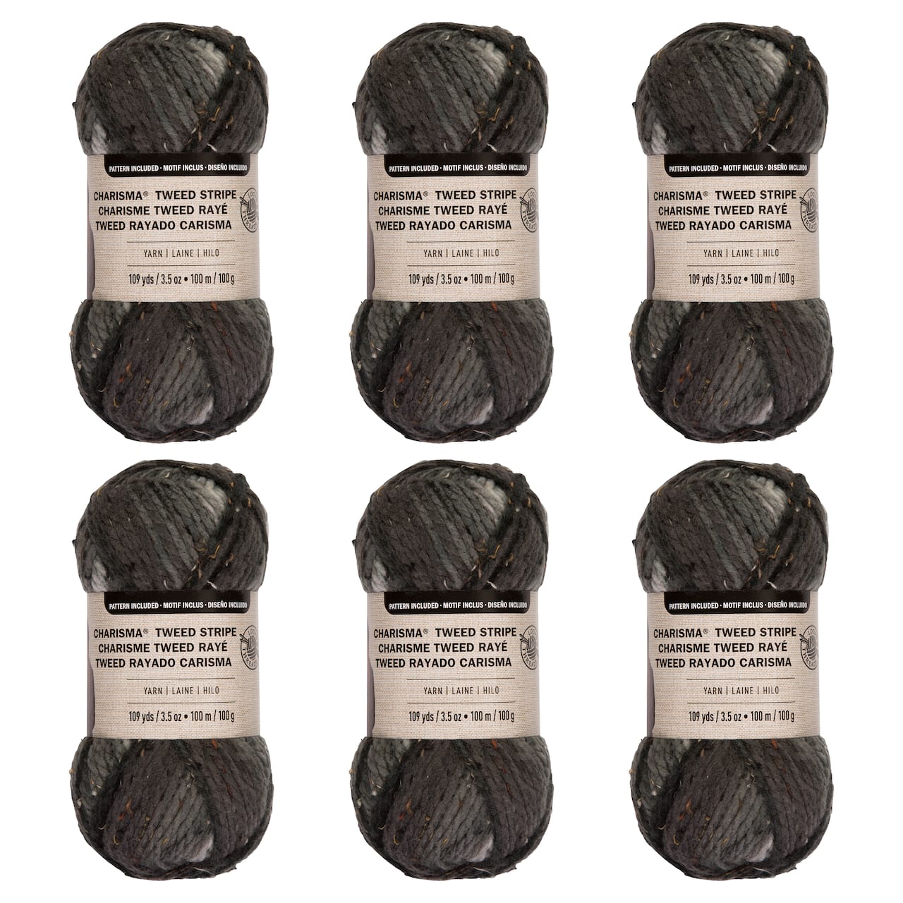 6 Pack: Charisma™ Tweed Stripe Yarn by Loops & Threads®